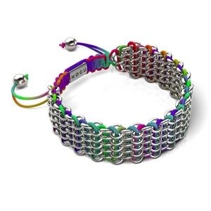 Rainbow and Silver Deluxe Kismet Links Adjustable NOGU Bracelet
